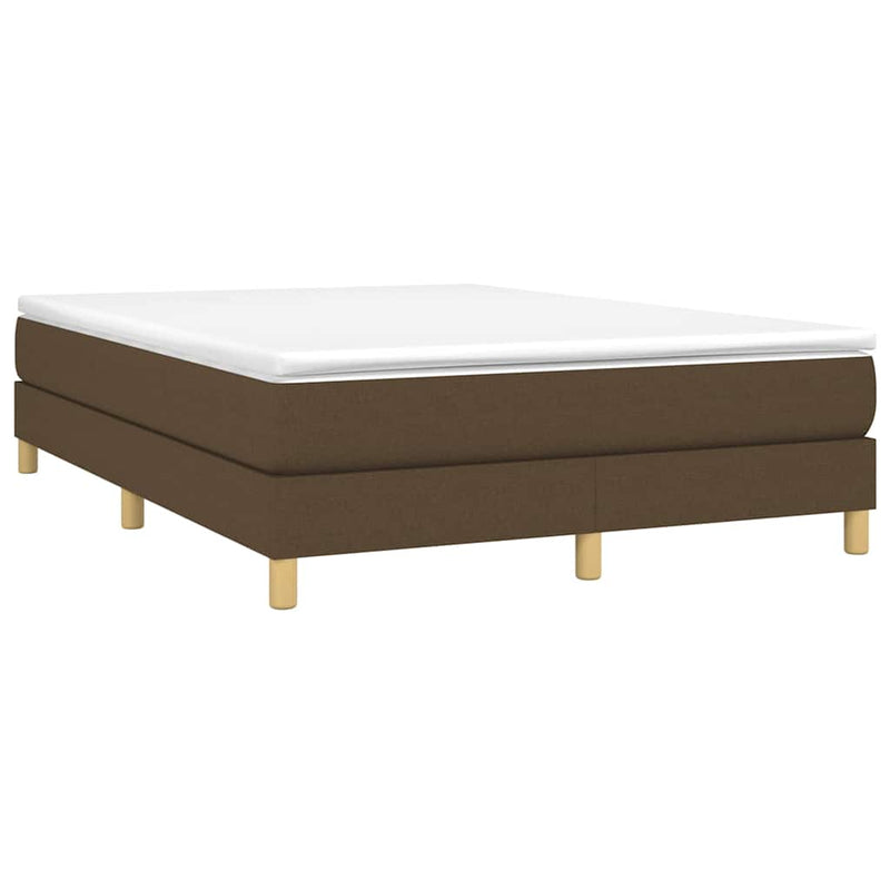 Pat box spring cu saltea, maro închis, 140x200 cm, textil