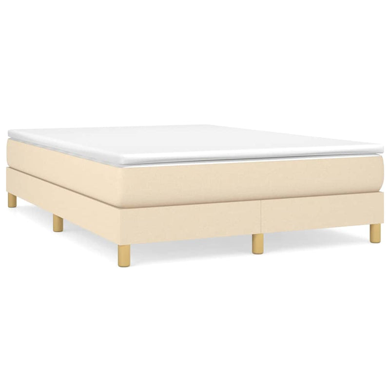 Pat box spring cu saltea, crem, 140x200 cm, textil