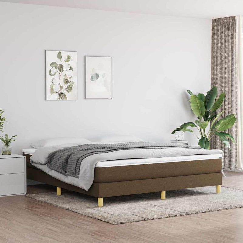 Pat box spring cu saltea, maro închis, 160x200 cm, textil