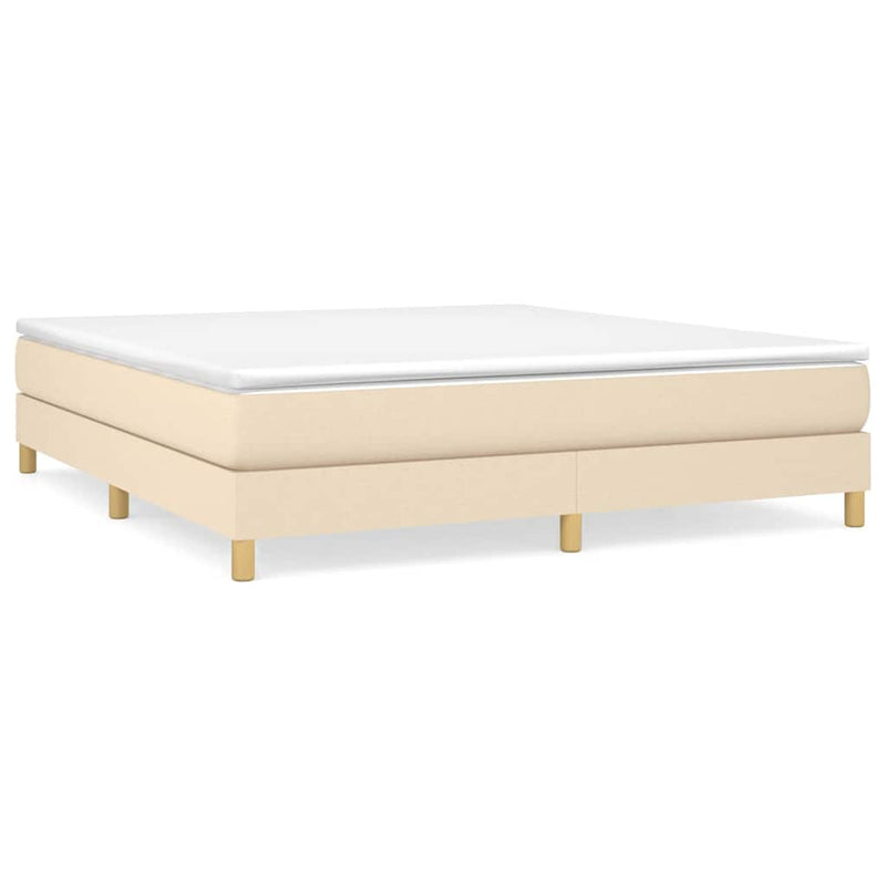 Pat box spring cu saltea, crem, 160x200 cm, material textil