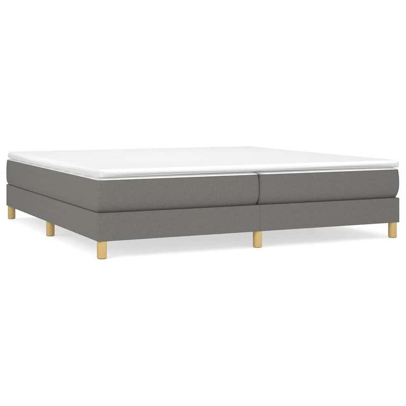 Pat box spring cu saltea, gri închis, 200x200 cm, textil