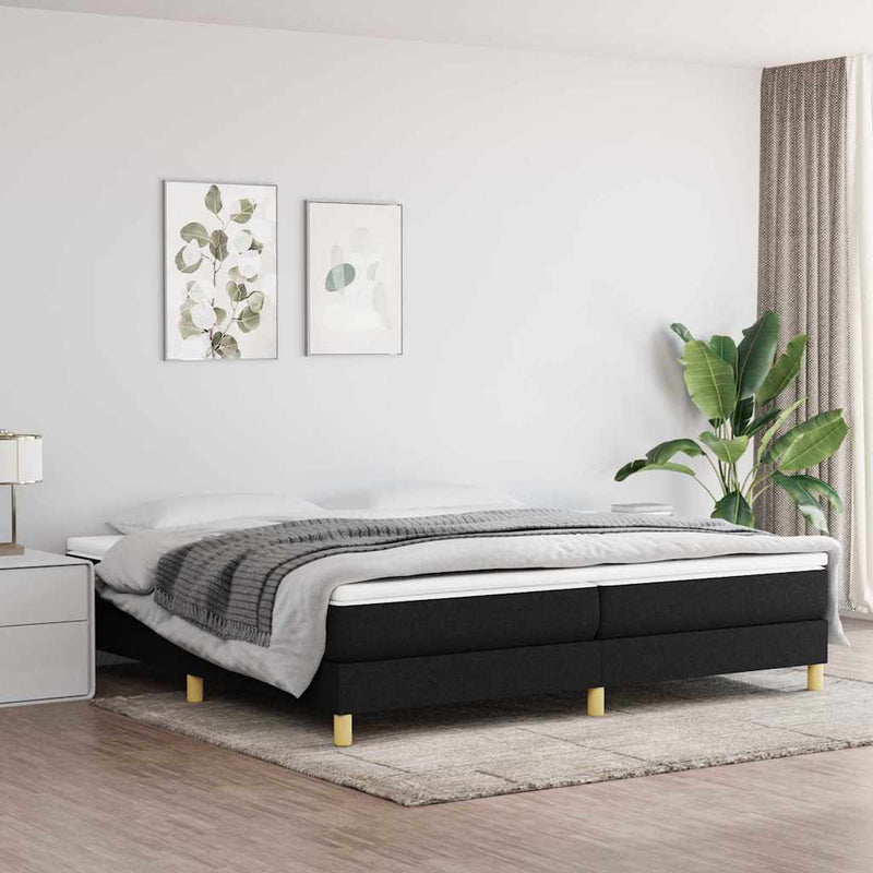 Pat box spring cu saltea, negru, 200x200 cm, textil