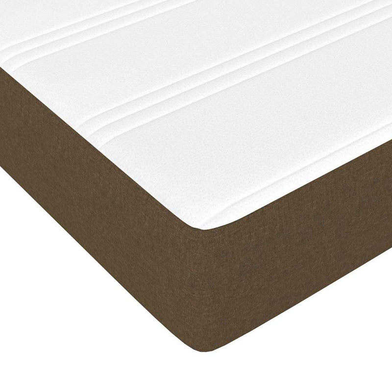Pat box spring cu saltea, maro închis, 200x200 cm, textil