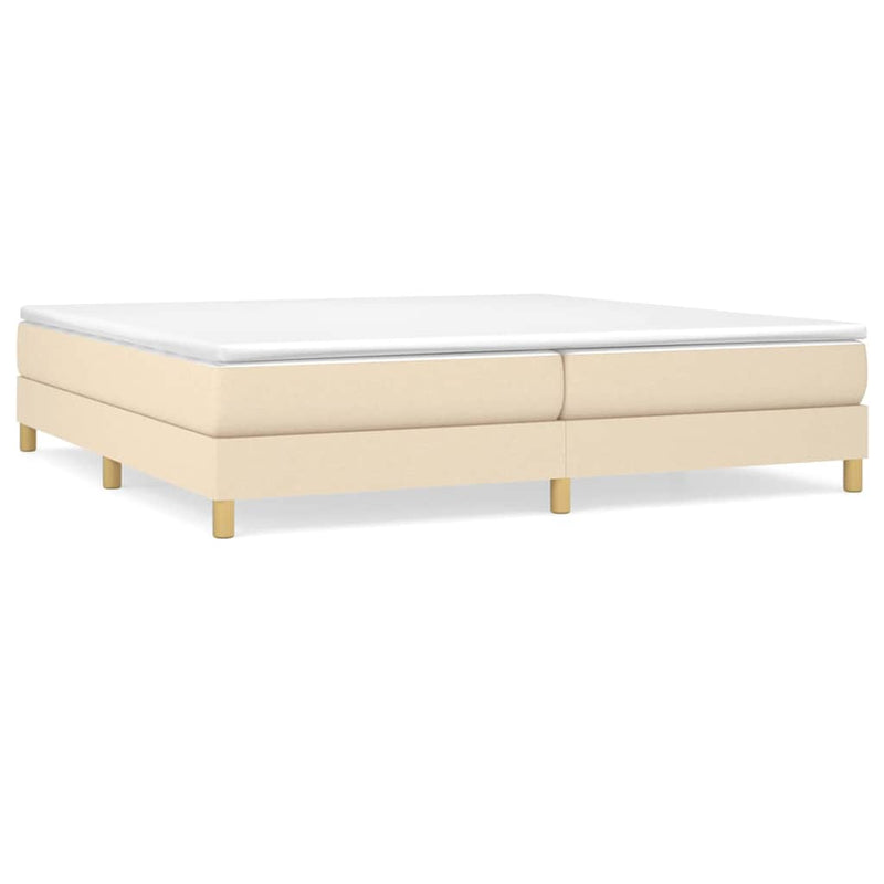Pat box spring cu saltea, crem, 200x200 cm, textil