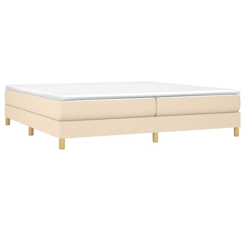 Pat box spring cu saltea, crem, 200x200 cm, textil