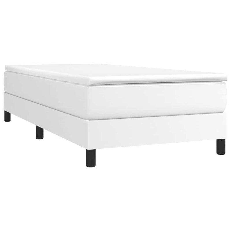 Pat box spring cu saltea, alb, 80x200 cm, piele ecologică