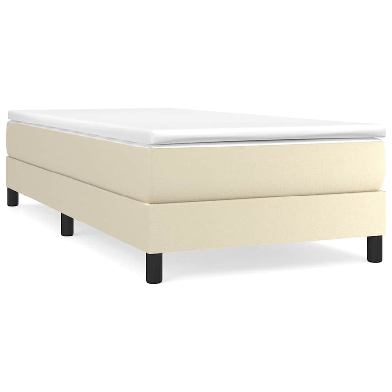 Pat box spring cu saltea, crem, 100x200 cm, piele ecologică
