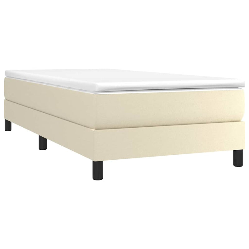 Pat box spring cu saltea, crem, 100x200 cm, piele ecologică