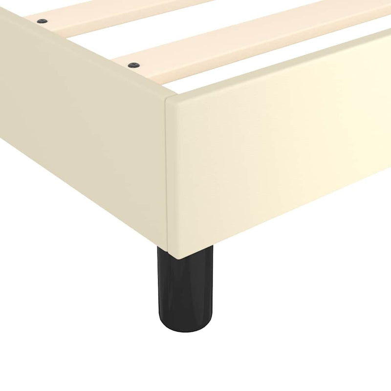 Pat box spring cu saltea, crem, 100x200 cm, piele ecologică
