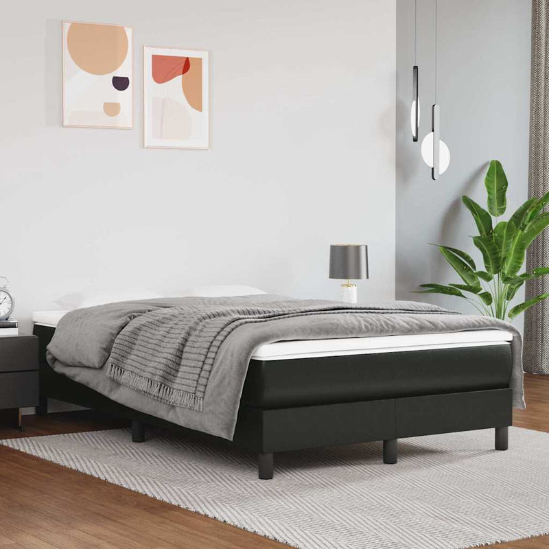 Pat box spring cu saltea, negru, 120x200 cm, piele ecologică