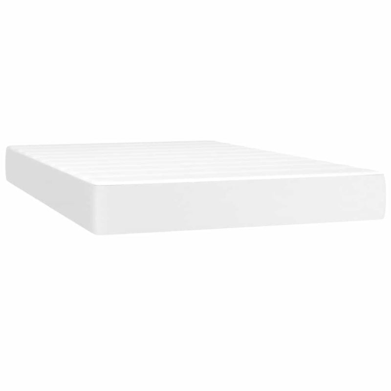 Pat box spring cu saltea, alb, 120x200 cm, piele ecologică