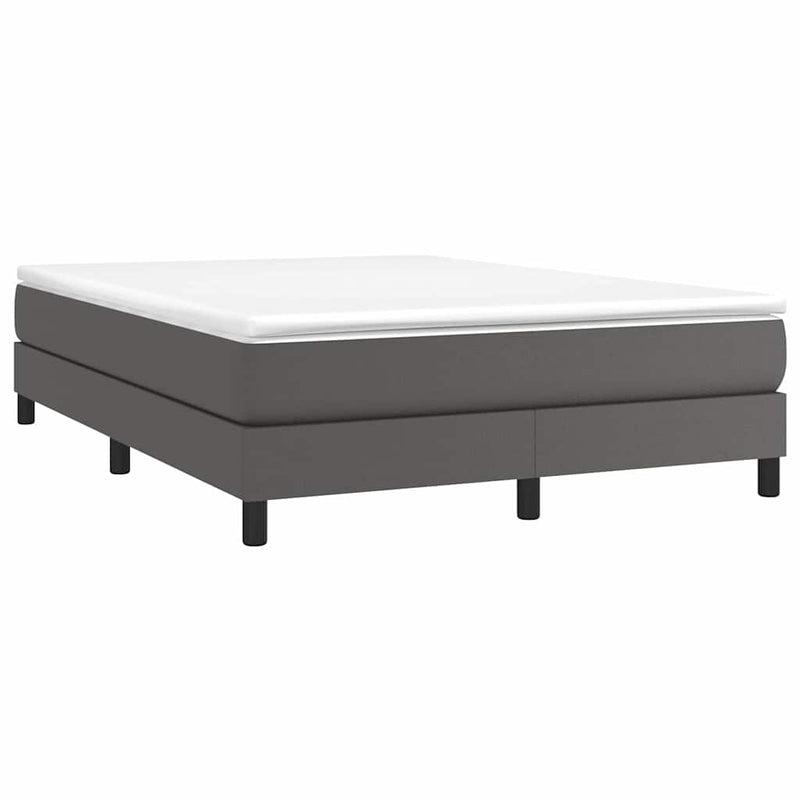 Pat box spring cu saltea, gri, 140x190 cm, piele ecologică