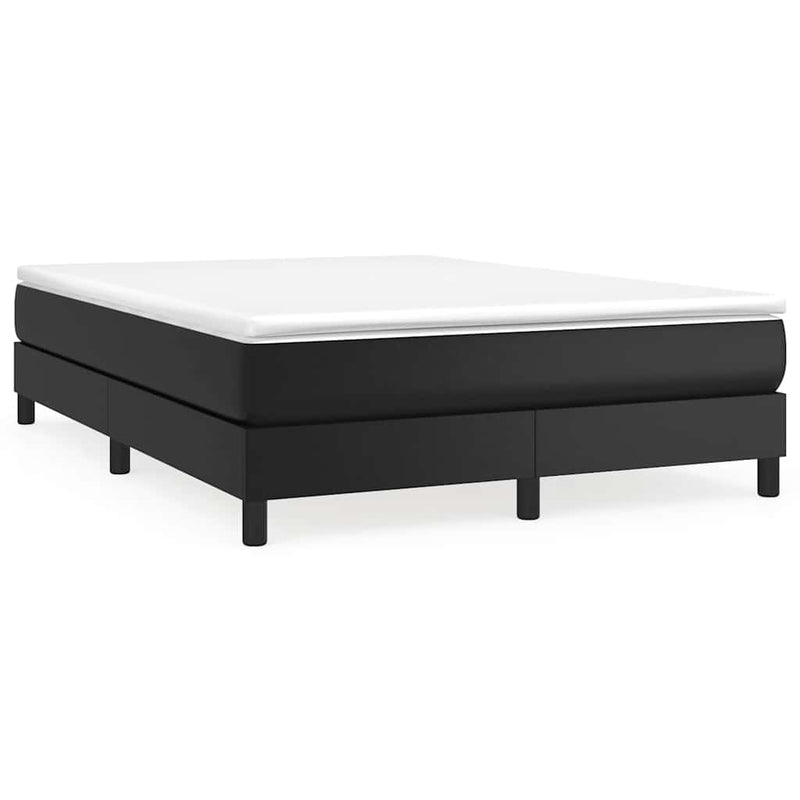 Pat box spring cu saltea, negru, 140x200 cm, piele ecologică