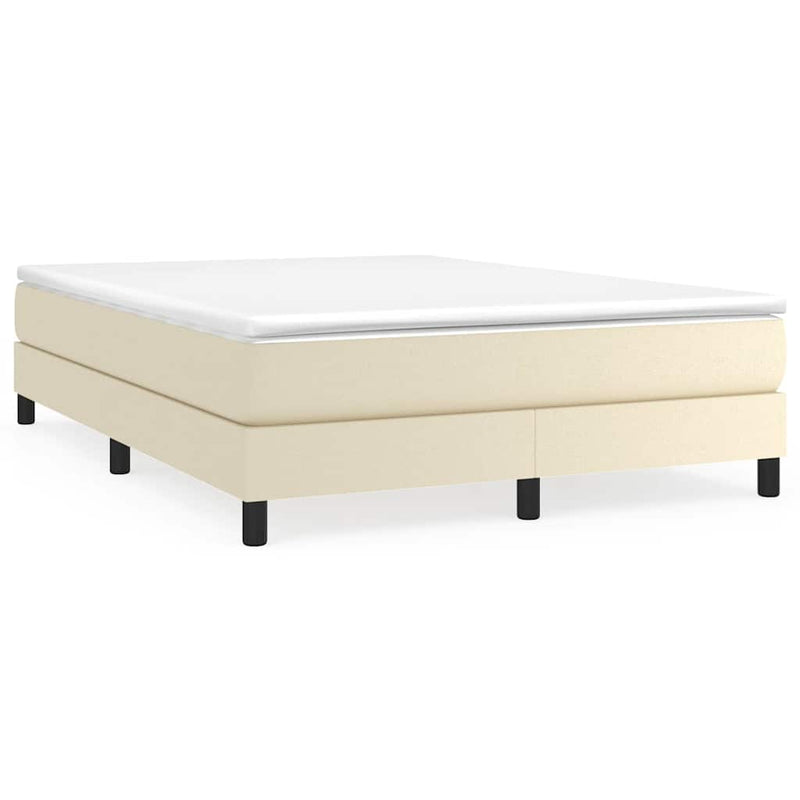 Pat box spring cu saltea, crem, 140x200 cm, piele ecologică
