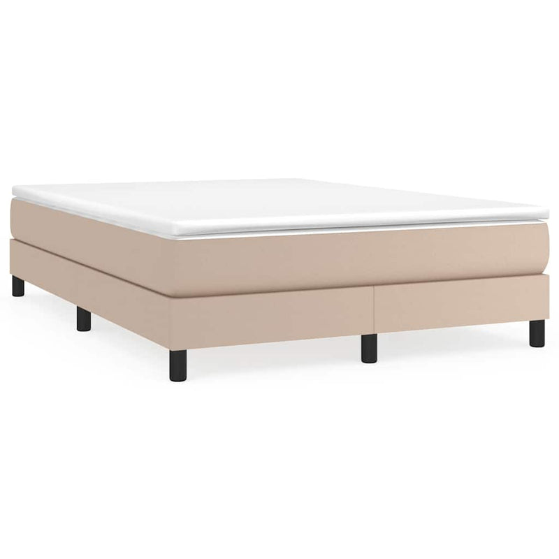 Pat box spring cu saltea, cappuccino, 140x200cm piele ecologică