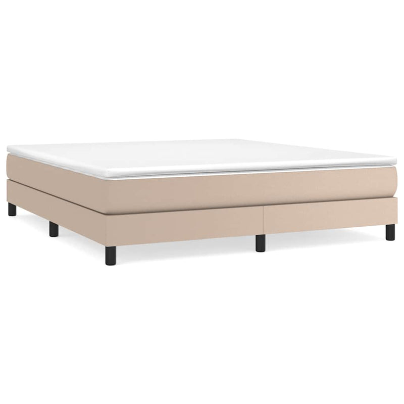 Pat box spring cu saltea, cappuccino, 160x200cm piele ecologică
