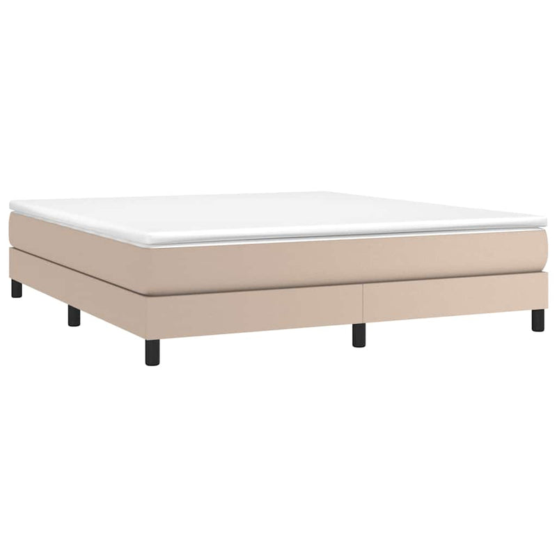Pat box spring cu saltea, cappuccino, 160x200cm piele ecologică