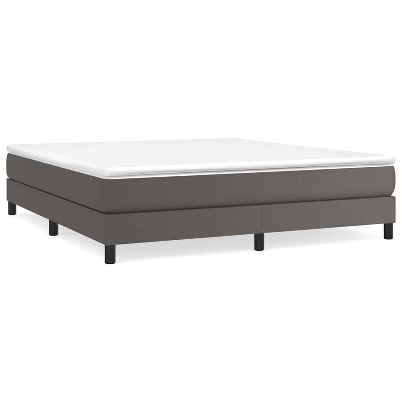 Pat box spring cu saltea, gri, 180x200 cm, piele ecologică