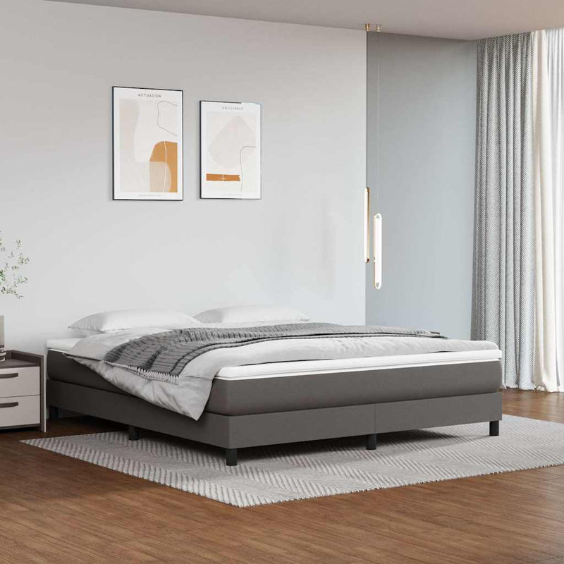 Pat box spring cu saltea, gri, 180x200 cm, piele ecologică