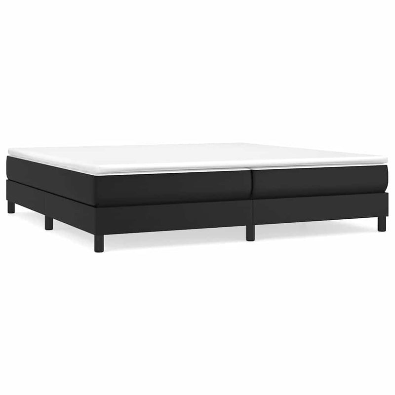 Pat box spring cu saltea, negru, 200x200 cm, piele ecologică