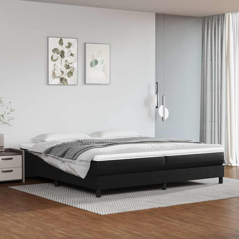 Pat box spring cu saltea, negru, 200x200 cm, piele ecologică
