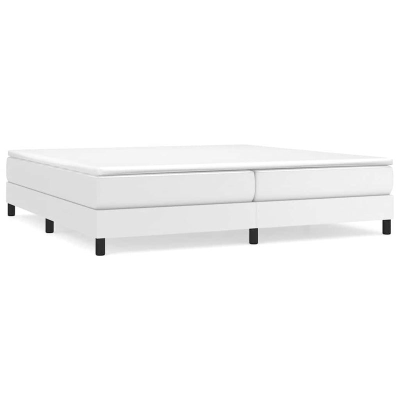 Pat box spring cu saltea, alb, 200x200 cm, piele ecologică