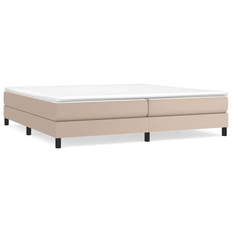 Pat continental cu saltea, cappuccino, 200x200 cm, piele eco