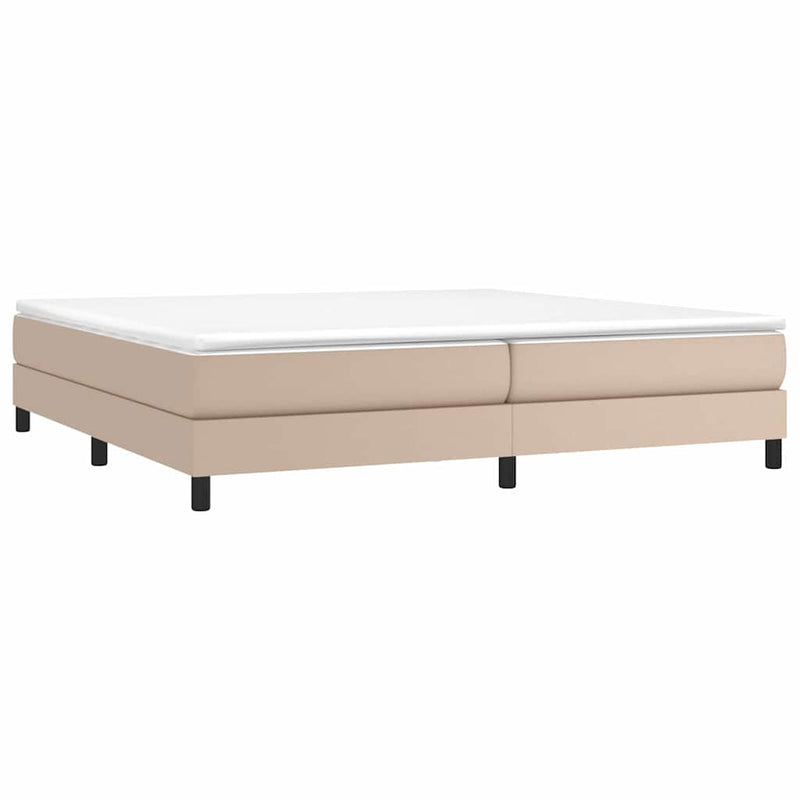 Pat continental cu saltea, cappuccino, 200x200 cm, piele eco