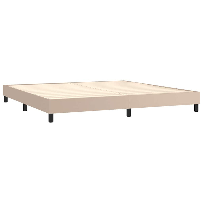Pat continental cu saltea, cappuccino, 200x200 cm, piele eco