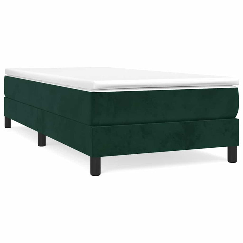 Pat box spring cu saltea, verde închis, 90x200 cm, catifea