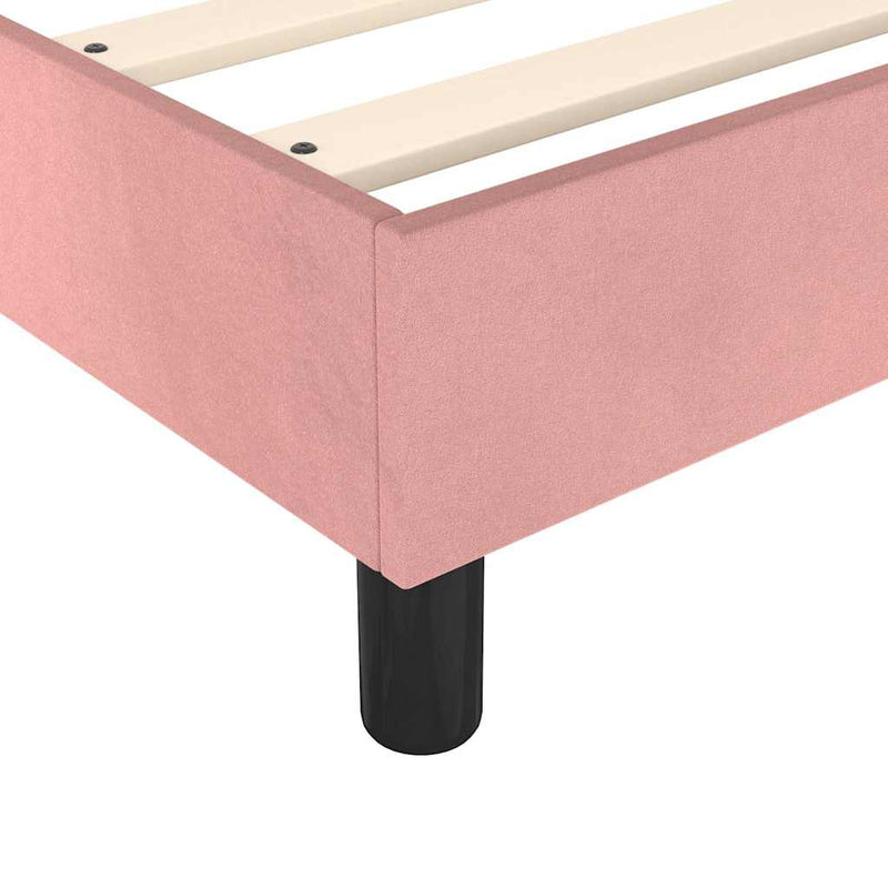 Pat box spring cu saltea, roz, 90x200 cm, catifea