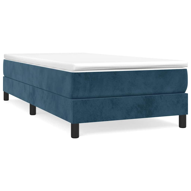 Pat box spring cu saltea, albastru închis, 100x200 cm, catifea