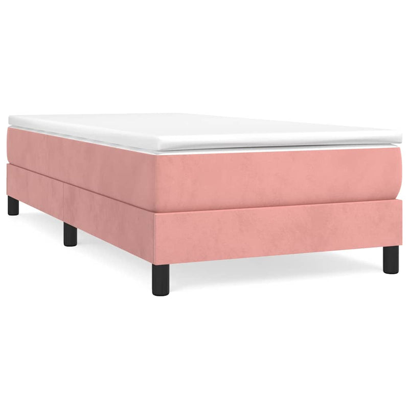 Pat box spring cu saltea, roz, 100x200 cm, catifea