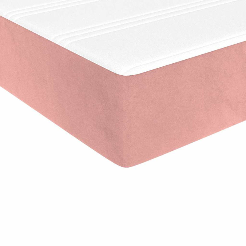 Pat box spring cu saltea, roz, 100x200 cm, catifea
