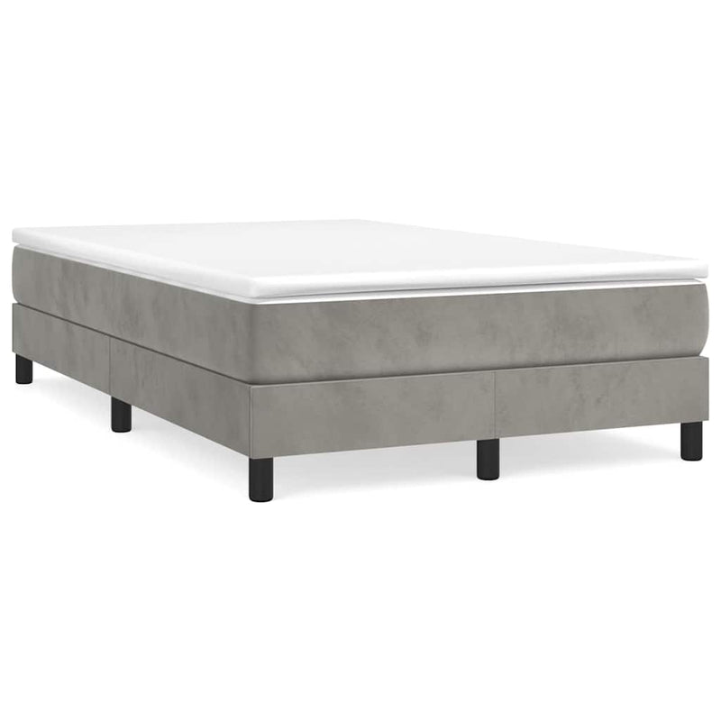 Pat box spring cu saltea, gri deschis, 120x200 cm, catifea