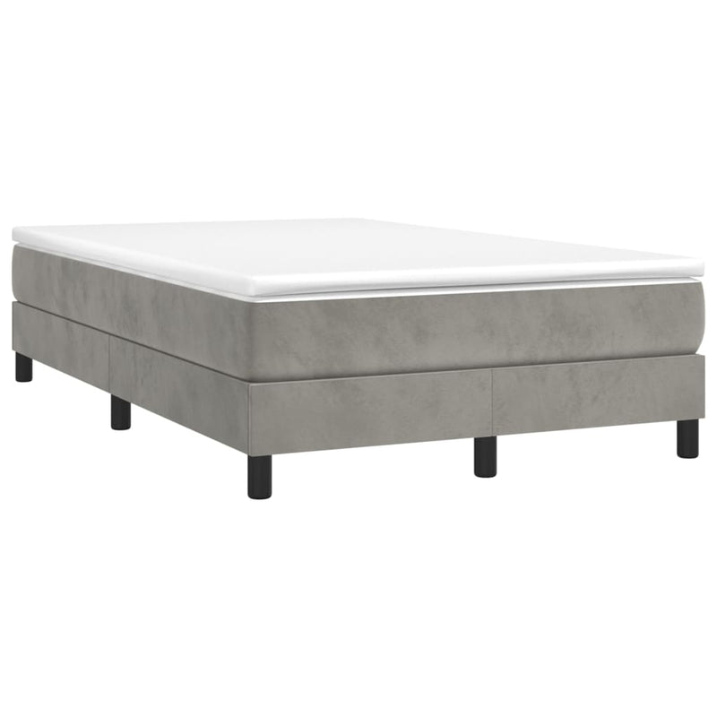 Pat box spring cu saltea, gri deschis, 120x200 cm, catifea