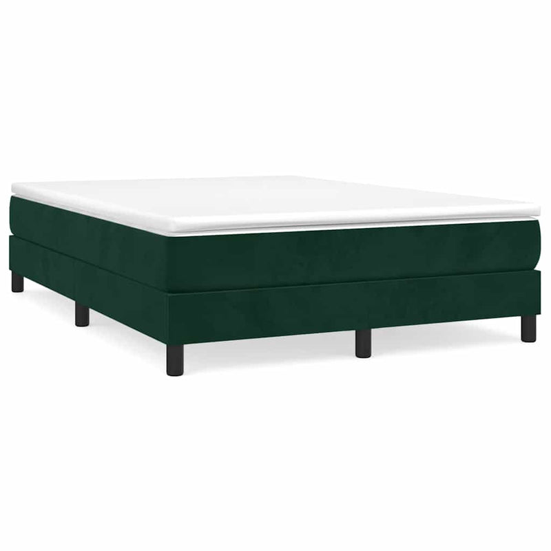 Pat box spring cu saltea, verde închis, 140x190 cm, catifea