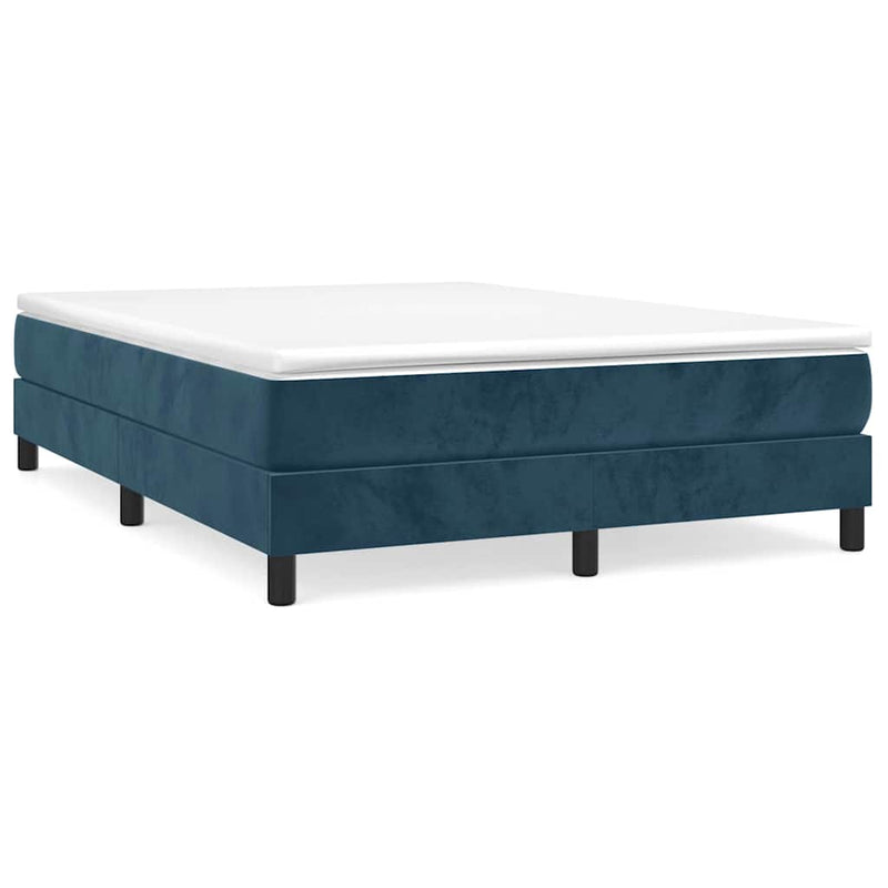 Pat box spring cu saltea, albastru închis, 140x190 cm, catifea