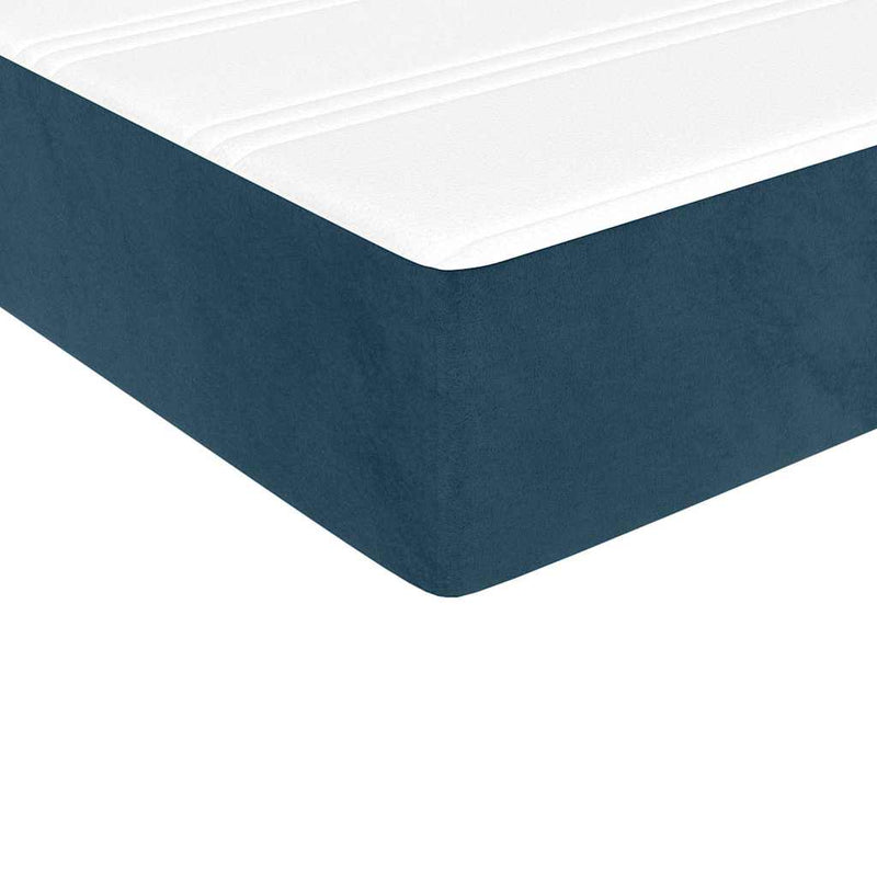 Pat box spring cu saltea, albastru închis, 140x190 cm, catifea