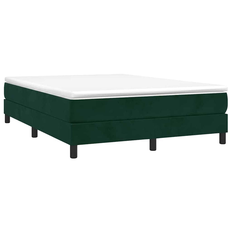 Pat box spring cu saltea, verde închis, 140x200 cm, catifea