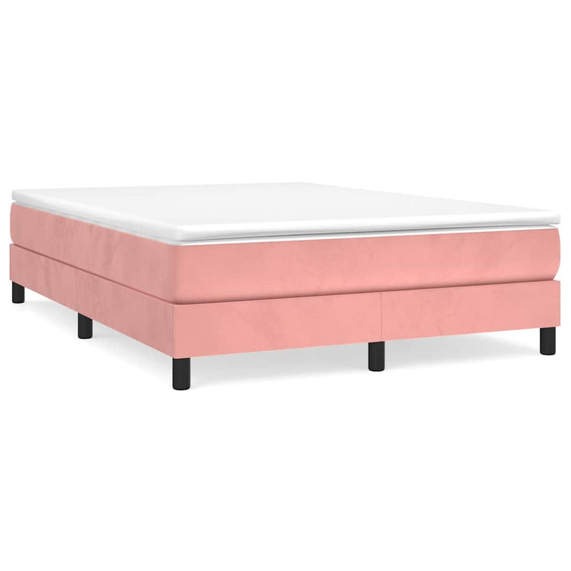 Pat box spring cu saltea, roz, 140x200 cm, catifea