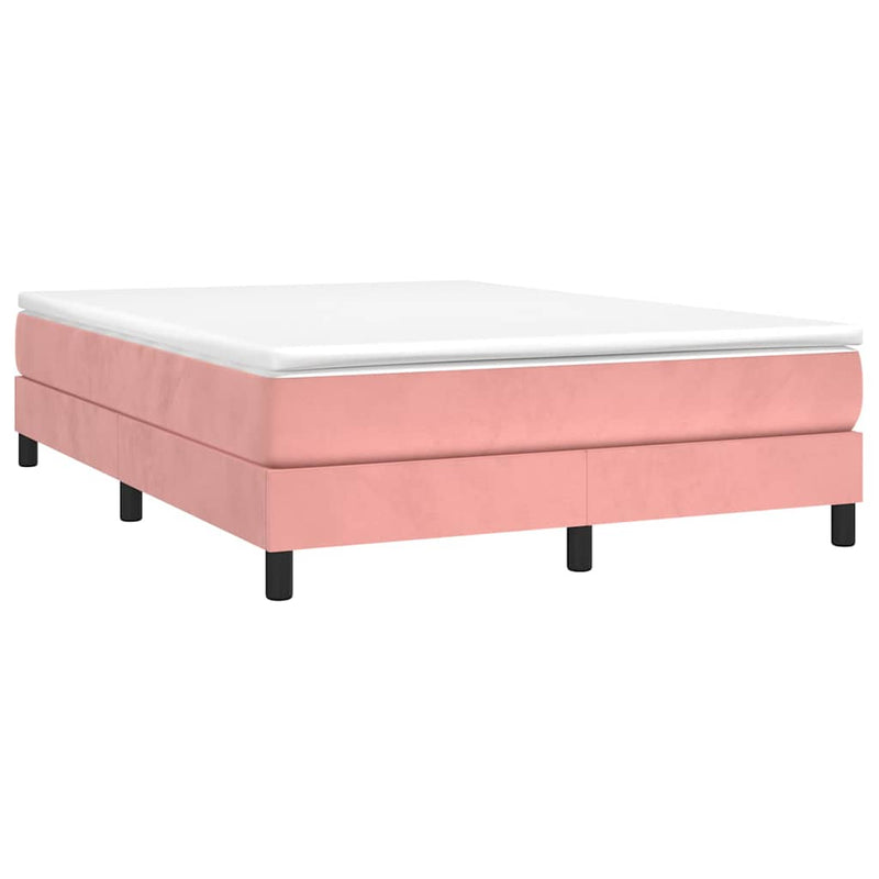 Pat box spring cu saltea, roz, 140x200 cm, catifea