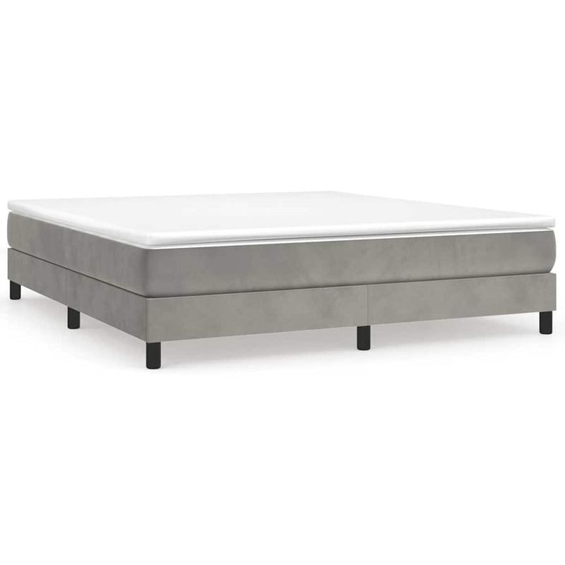 Pat box spring cu saltea, gri deschis, 180x200 cm, catifea