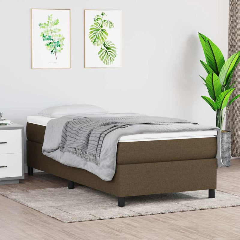 Pat box spring cu saltea, maro închis, 80x200 cm, textil