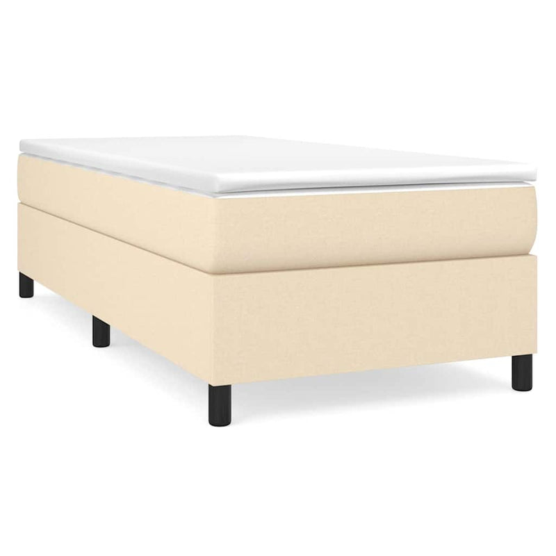 Pat box spring cu saltea, crem, 80x200 cm, textil