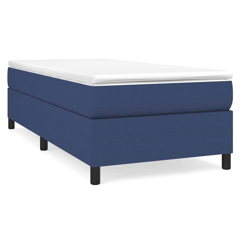 Pat box spring cu saltea, albastru, 80x200 cm, textil