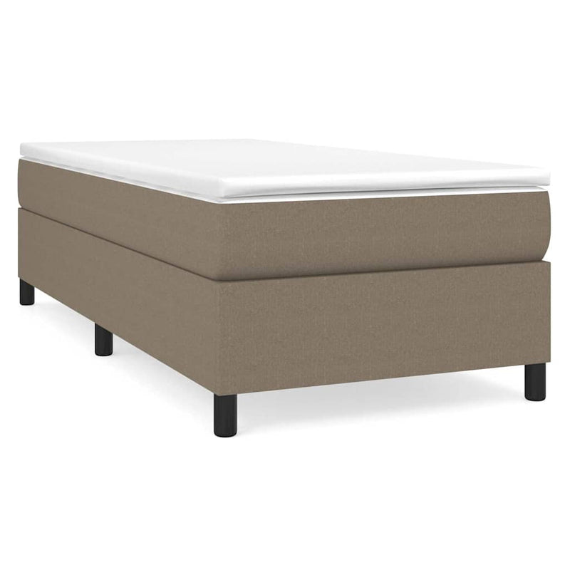 Pat box spring cu saltea, gri taupe, 90x190 cm, textil
