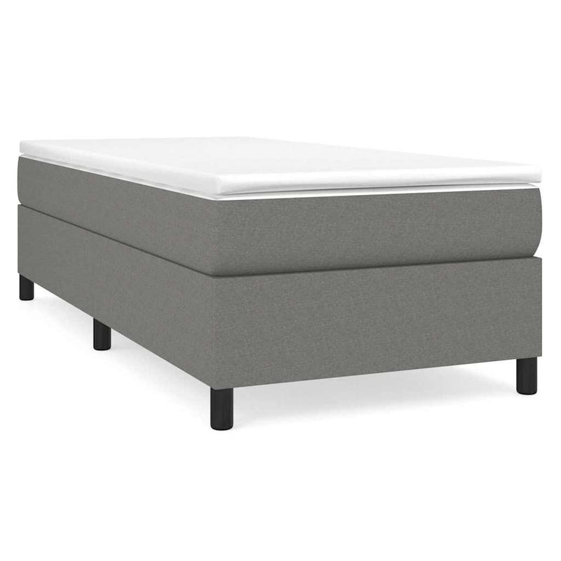 Pat box spring cu saltea, gri închis, 90x200 cm, textil