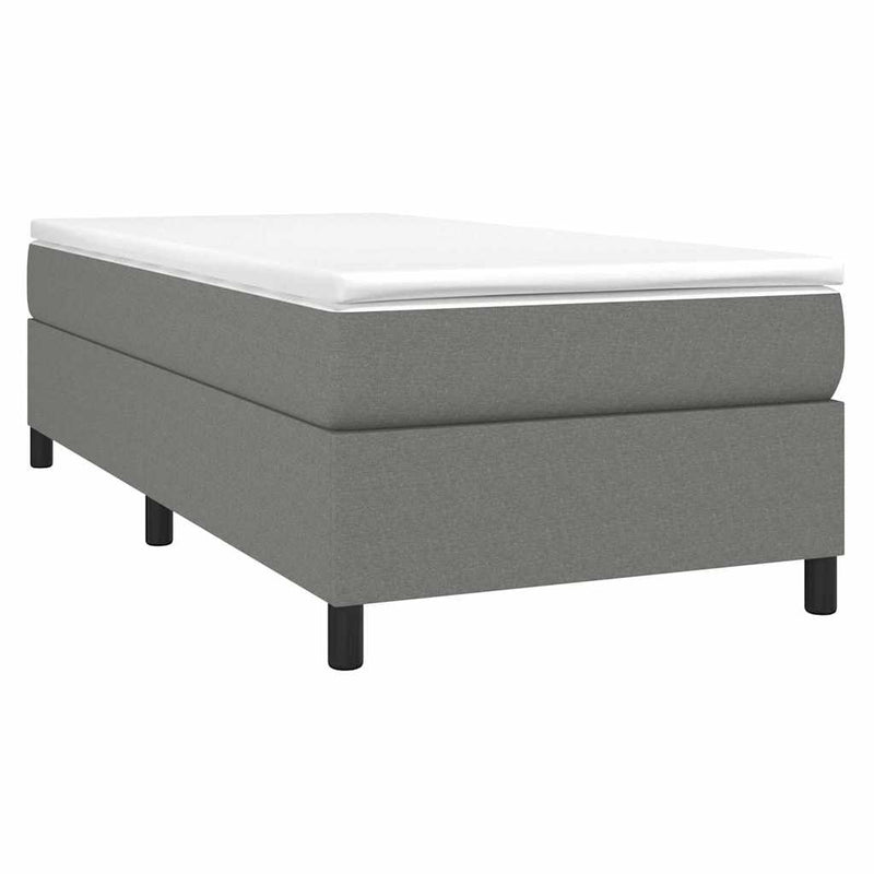 Pat box spring cu saltea, gri închis, 90x200 cm, textil