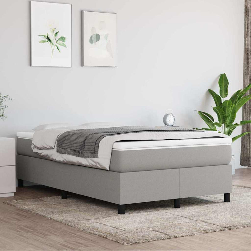 Pat box spring cu saltea, gri deschis, 120x200 cm, textil